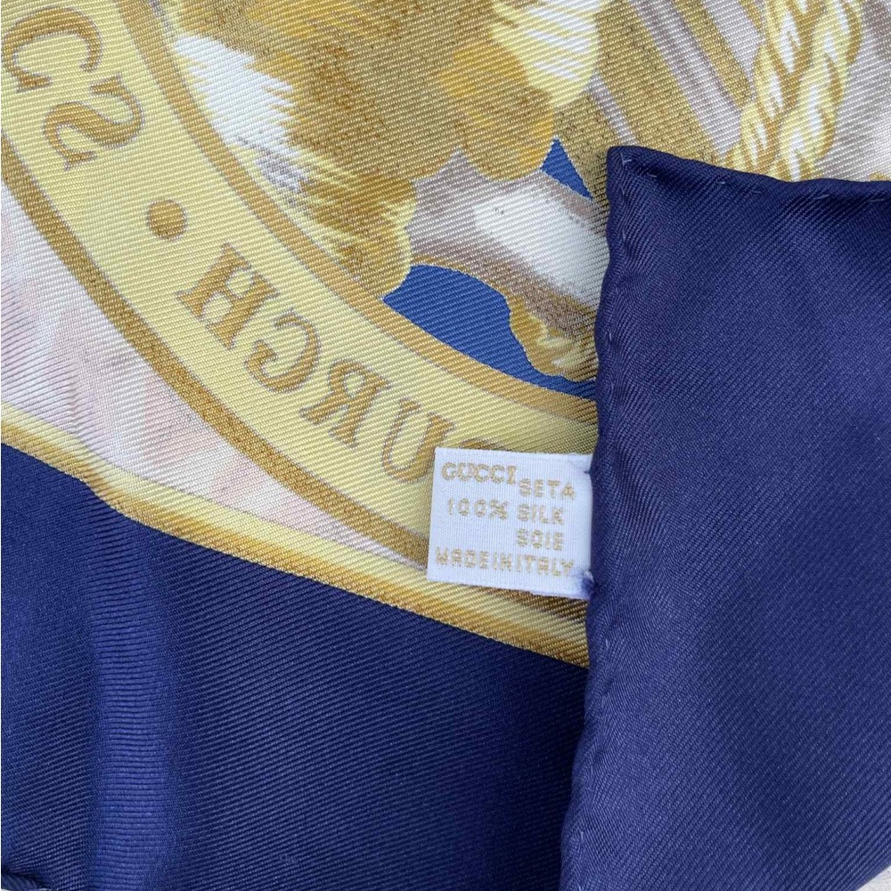 Gucci White and Navy Scarf with Gold Accents - Picture 5 of 8
